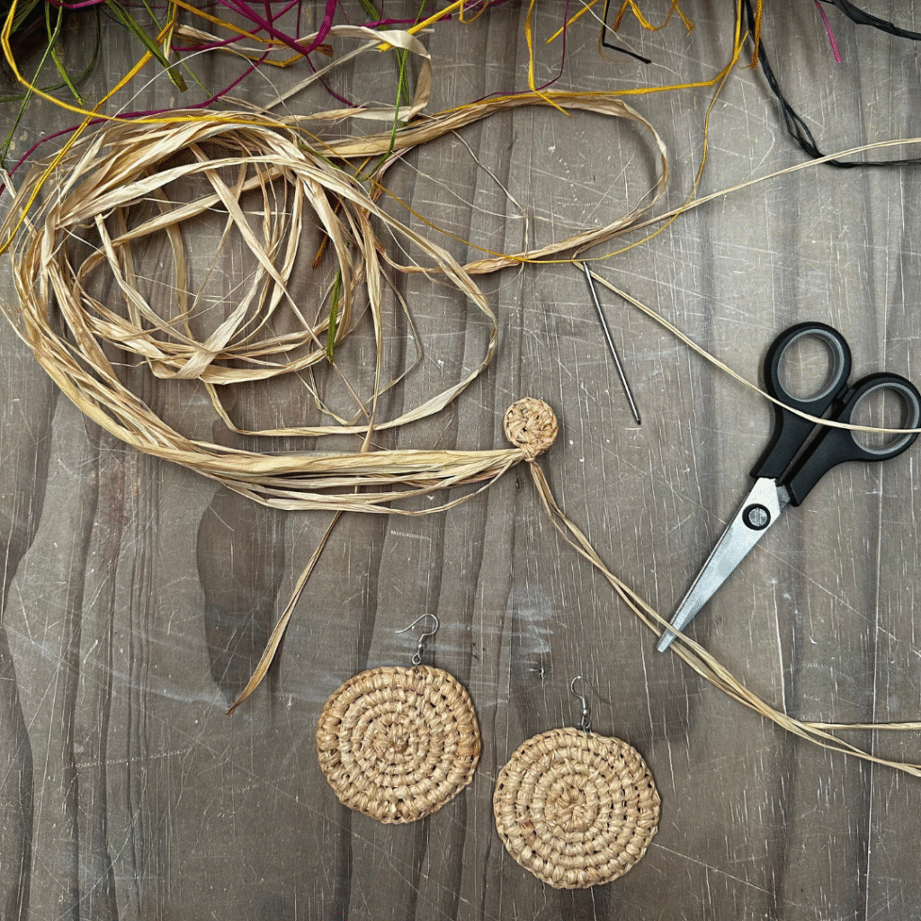 Learn how to make your own raffia earrings